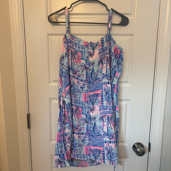 Lilly Pulitzer Sahar Romper Dress Blue Whisper Yeah Buoy 14 Sailboat Coastal - Picture 10 of 12